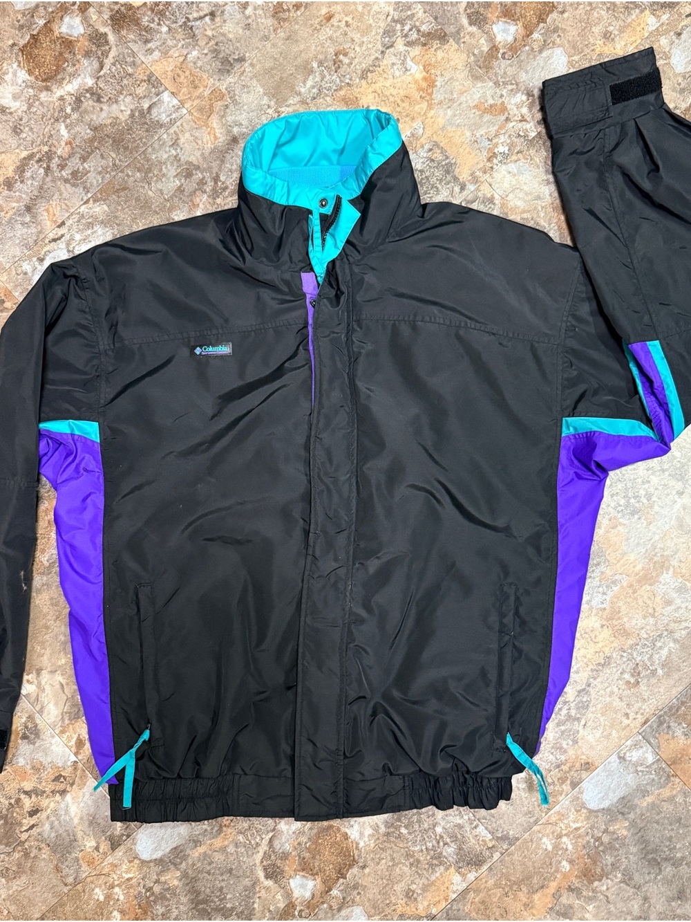 Vintage Columbia bugaboo Teal, purple and Black 3 in 1 Winter Jacket